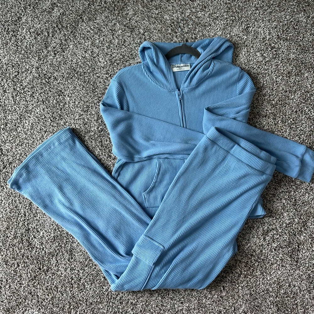 NWOT baby blue cropped sweat set